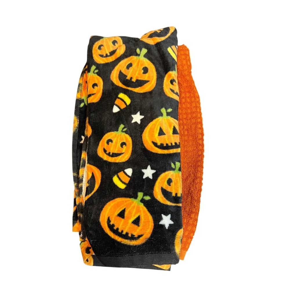 Halloween Goblin & Ghoul Kitchen Towels Jack O Lantern, Candy Corn Home Decor